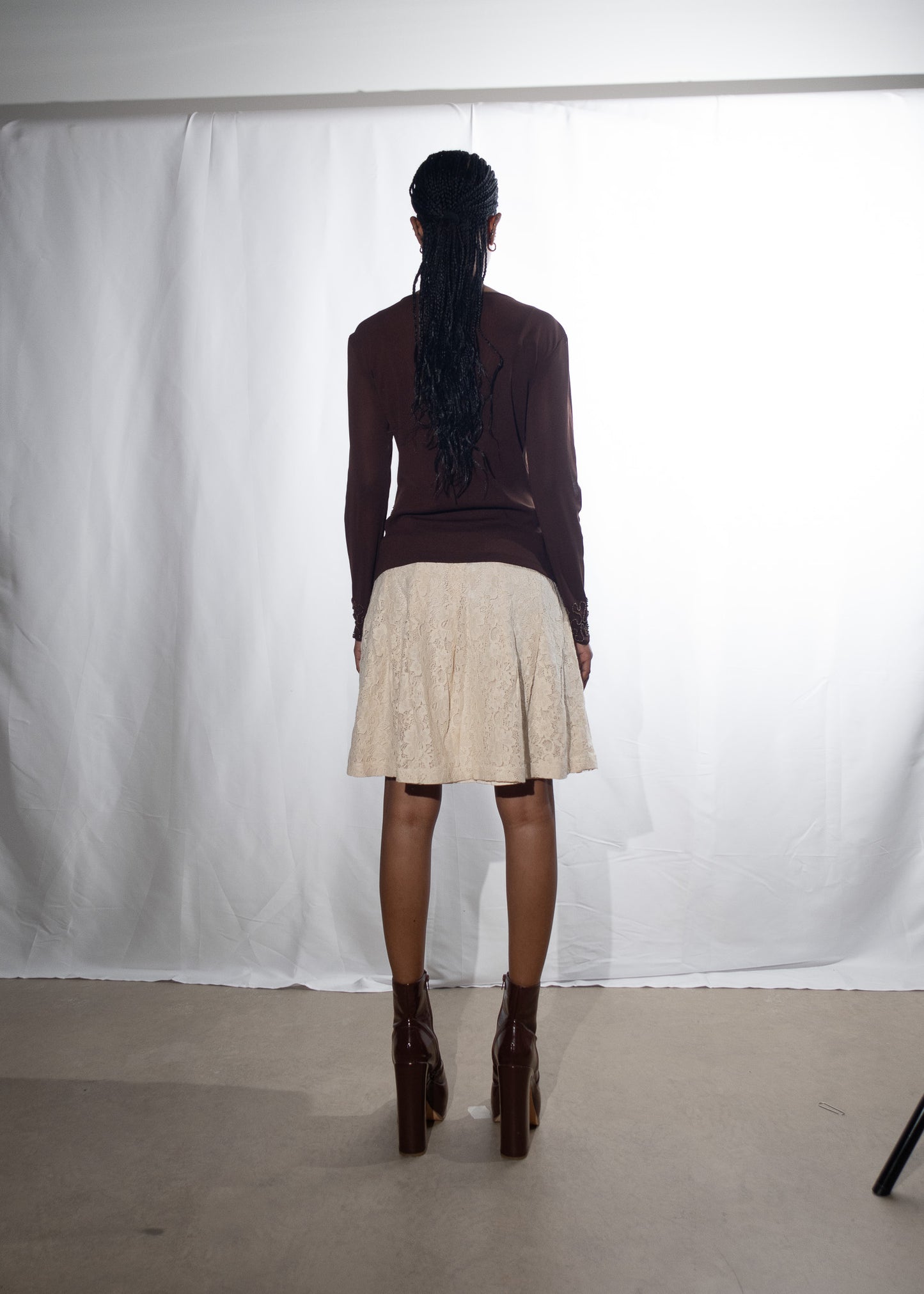 Brown Long Sleeve Bedazzled Top