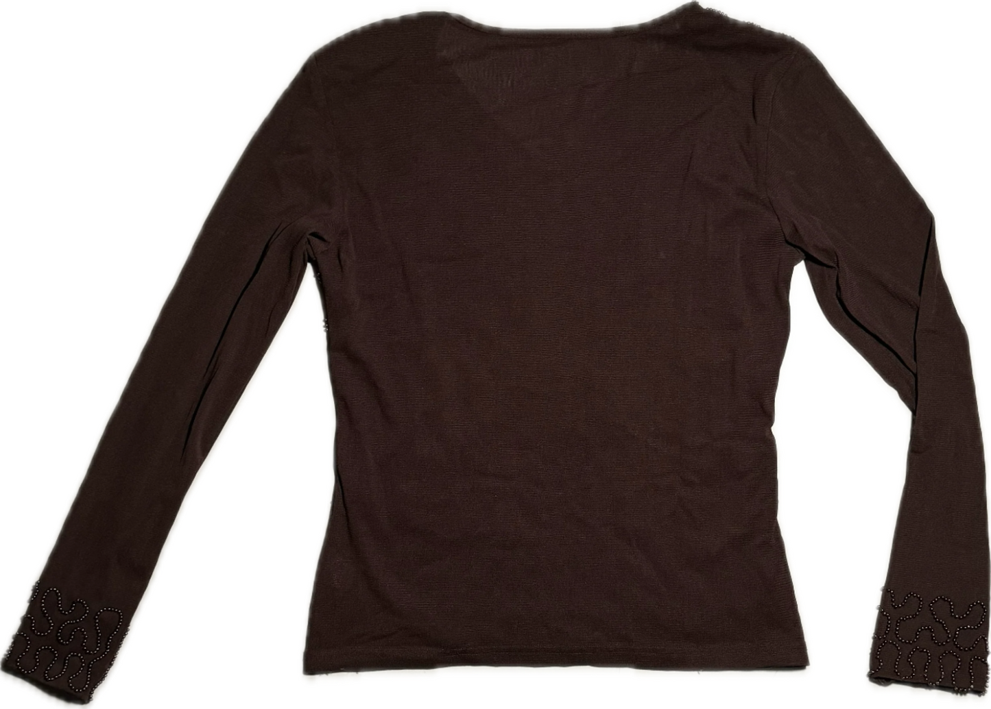 Brown Long Sleeve Bedazzled Top