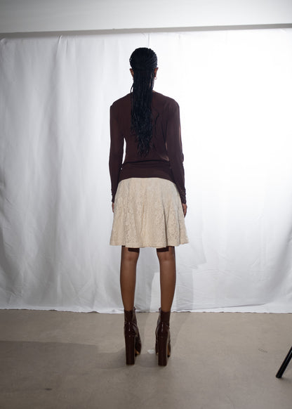 Brown Long Sleeve Bedazzled Top