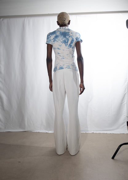 Short Sleeve Blue and White Tye-Dye